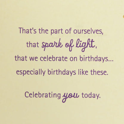 Hallmark 60th Birthday Greeting Card (Rays with Tassel) text detail on cream paper featuring a heartfelt birthday message.