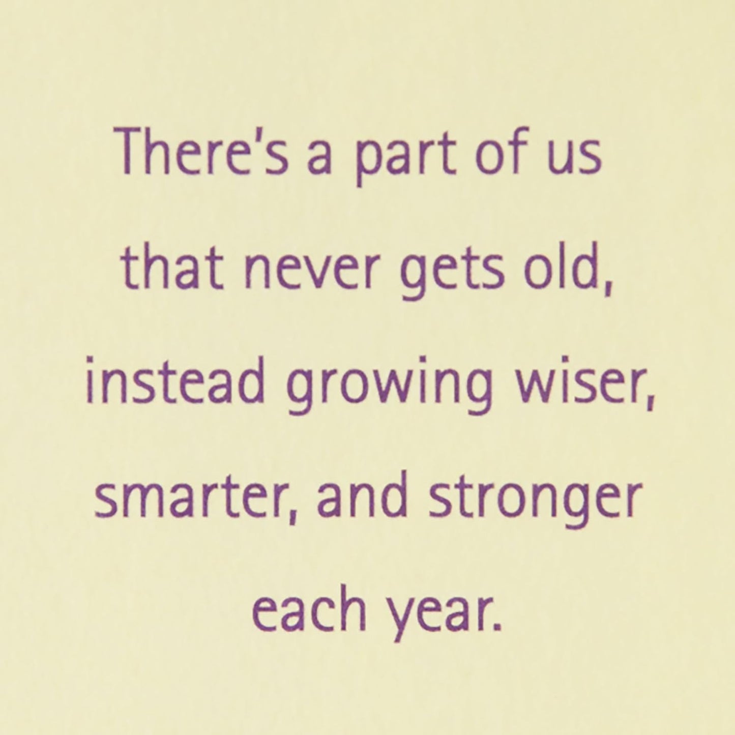 Hallmark 60th Birthday Greeting Card (Rays with Tassel) interior message highlighting wisdom and strength in growing older.