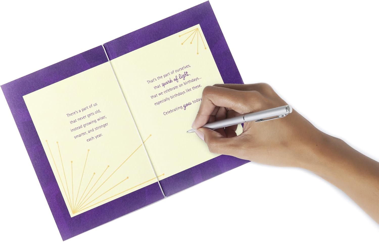 Hallmark 60th Birthday Greeting Card (Rays with Tassel) open view with handwritten message on high quality paper.