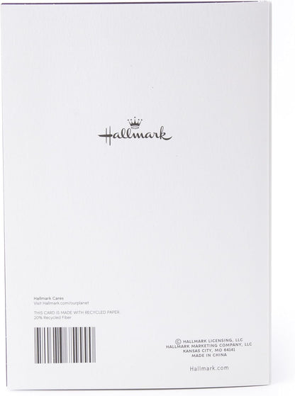 Hallmark 60th Birthday Greeting Card (Rays with Tassel) back view showcasing recycled paper and logo details.