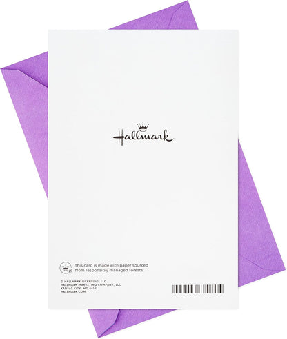 Hallmark Birthday Card for Sister (Life is a Gift) with purple envelope, showing back design and Hallmark logo.