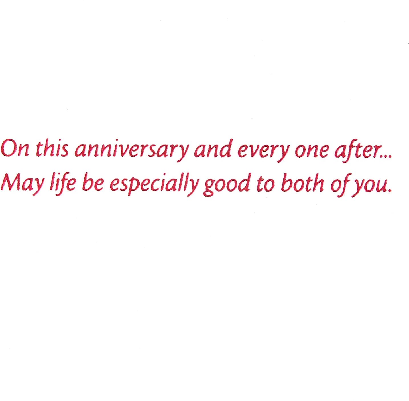 Hallmark Signature Anniversary Card for Couple (Happy Anniversary) inside sentiment in red text on white background.