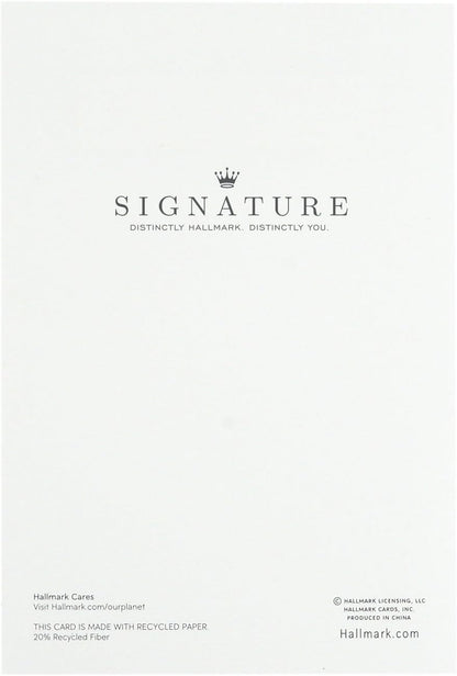 Hallmark Signature Anniversary Card for Couple (Happy Anniversary) back view, featuring logo and sustainability details.