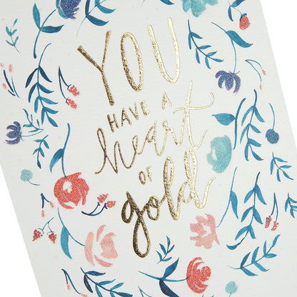 Hallmark Signature Thank You Greeting Card (Heart of Gold Floral Wreath)