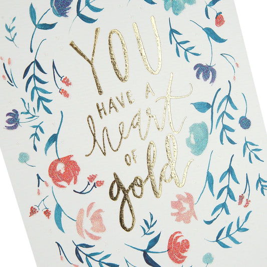 Hallmark Signature Thank You Greeting Card (Heart of Gold Floral Wreath)