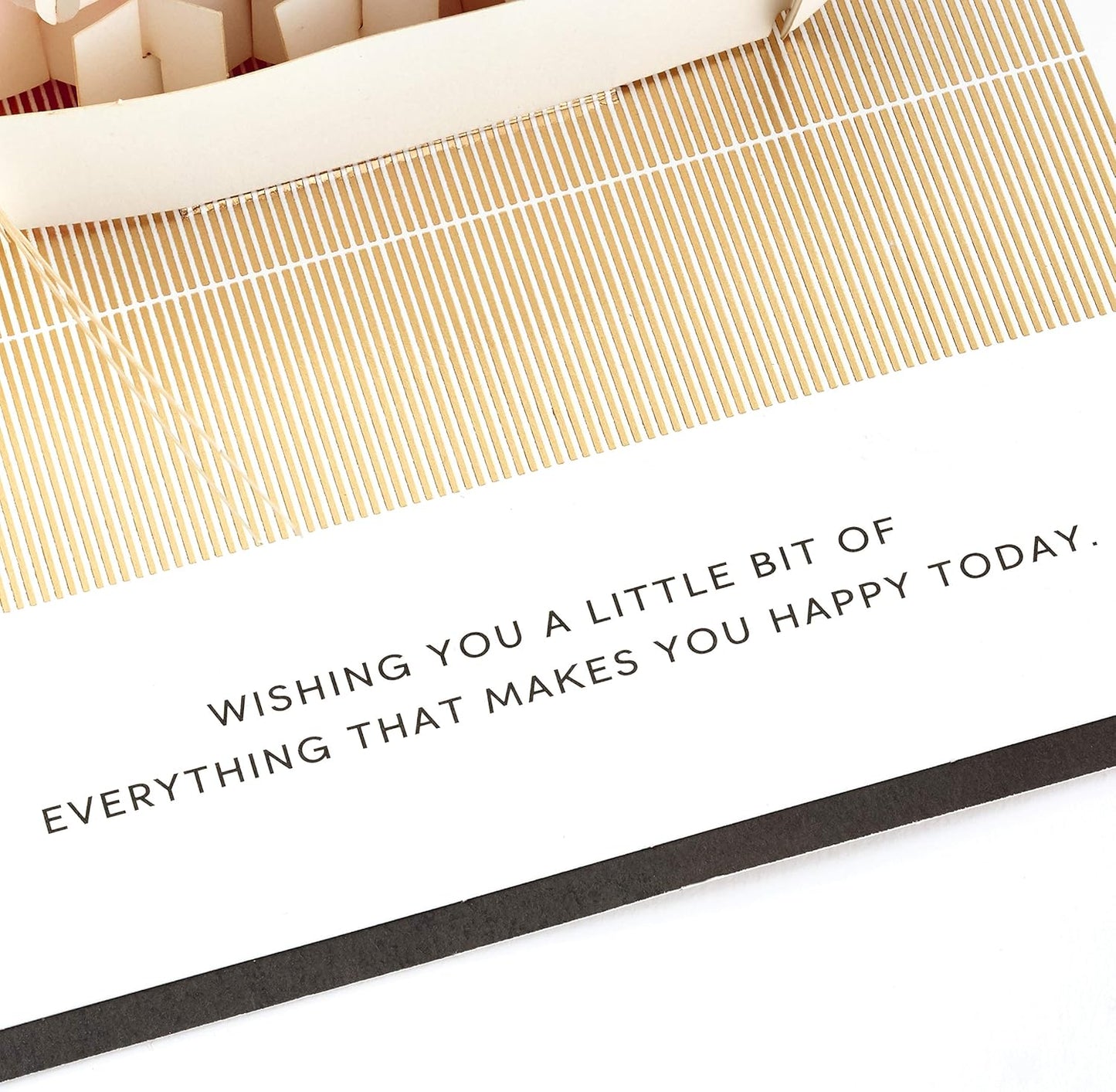 Hallmark Signature Paper Wonder Pop Up Birthday Card (Sushi, Everything That Makes You Happy) inside message detail with elegant font and gold accents.