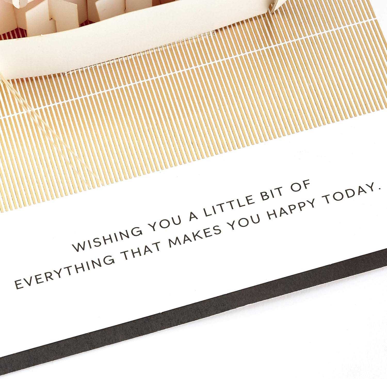 Hallmark Signature Paper Wonder Pop Up Birthday Card (Sushi, Everything That Makes You Happy) inside message detail with elegant font and gold accents.