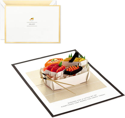 Hallmark Signature Paper Wonder Pop Up Birthday Card (Sushi, Everything That Makes You Happy) showcasing an intricate sushi pop-up design with vibrant colours and the message inside.