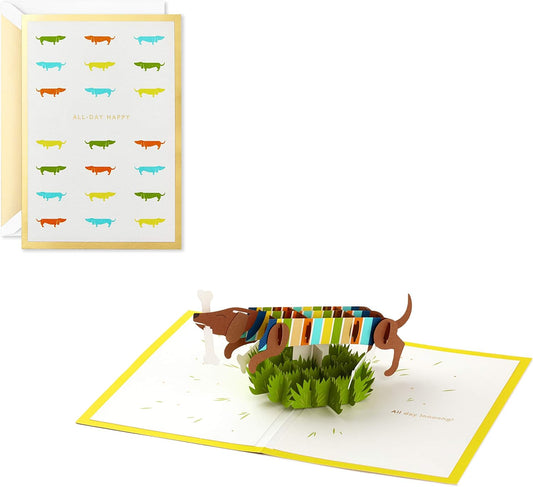 Hallmark Signature Paper Wonder Pop Up Birthday Card, Fathers Day Card (Dachshund, Happy All Day Long)