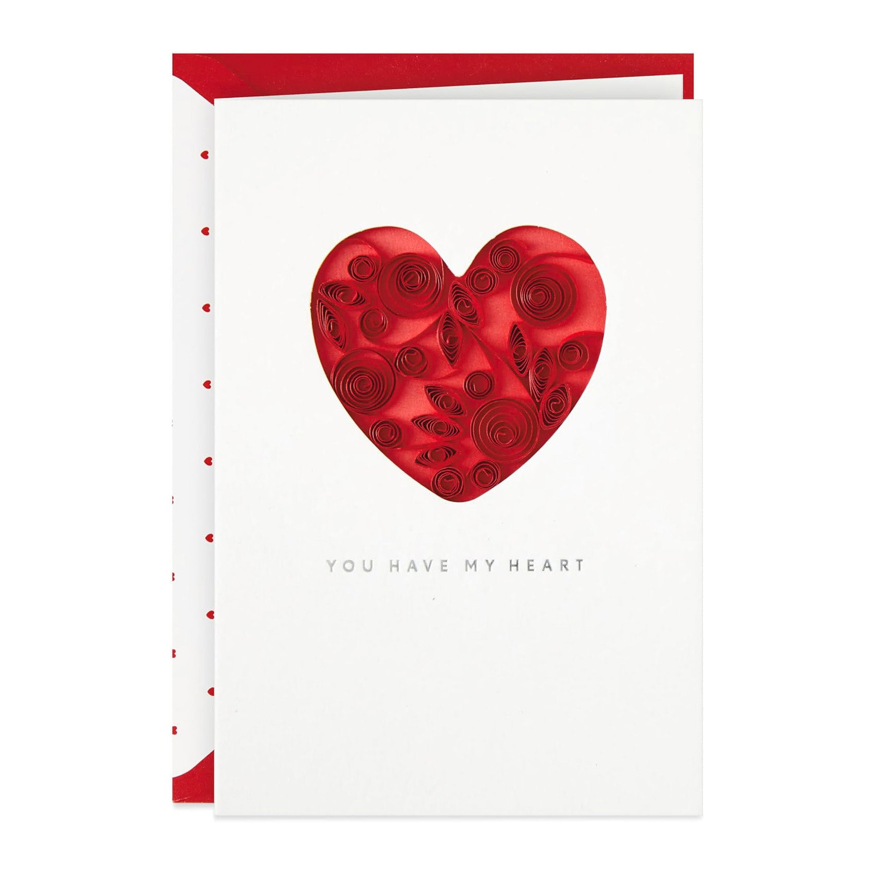 Hallmark Signature Love Card, Anniversary Card with die-cut red heart design, featuring coiled paper detail and metallic lettering.