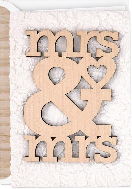 Hallmark Signature Wedding Card for Lesbian Couple, Wood Mrs. and Mrs.