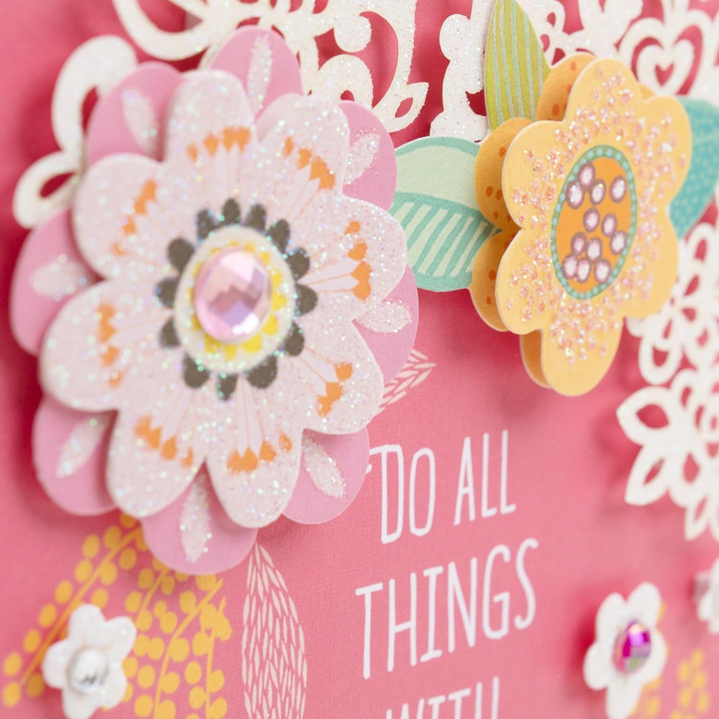 Hallmark Signature Birthday Greeting Card (Scattered Flowers) with vibrant layered flowers and intricate paper-craft design.