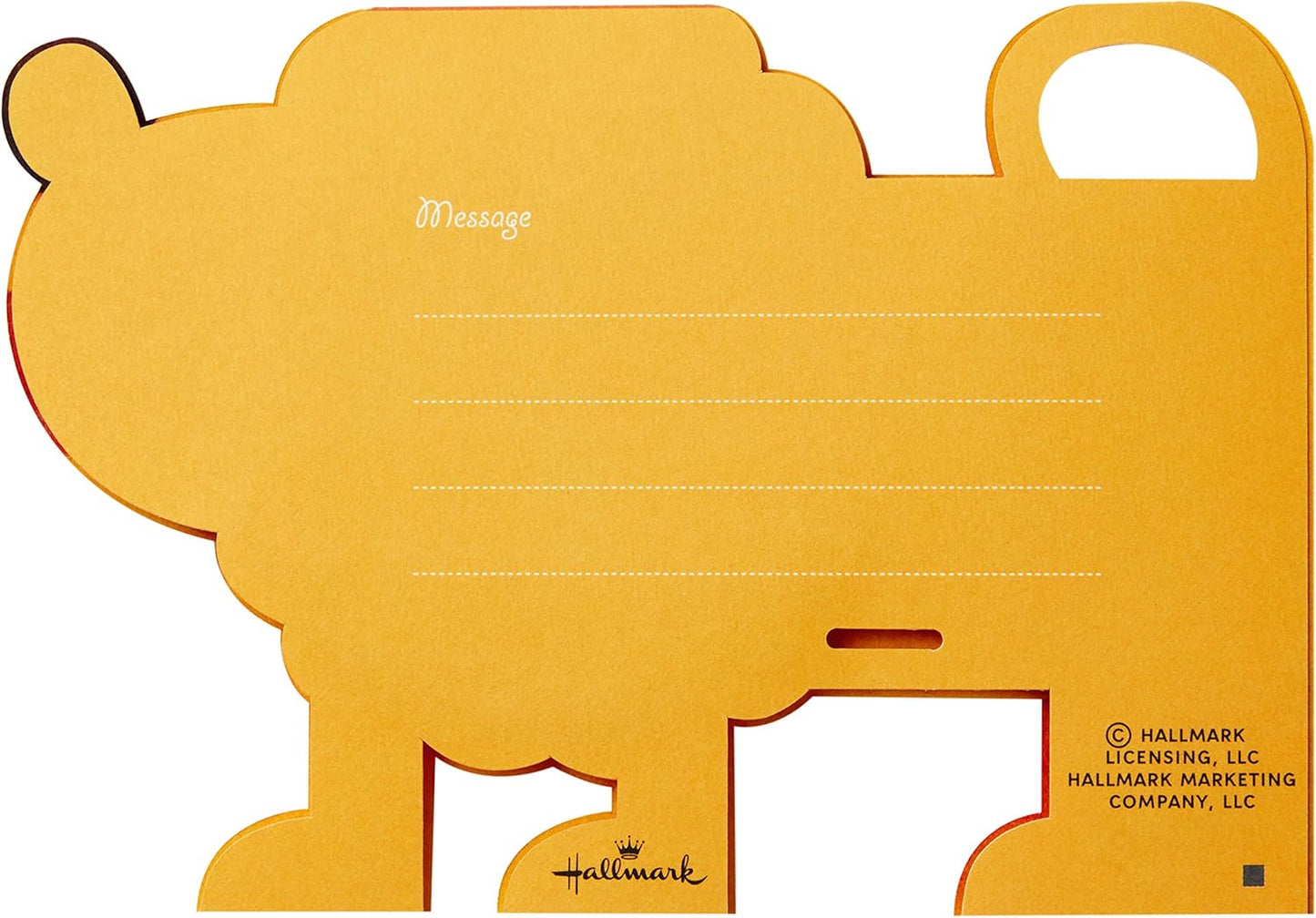 Hallmark Pop Up Birthday Card (3D Honeycomb Lion) in flat lion shape, vibrant yellow with message space on the body.