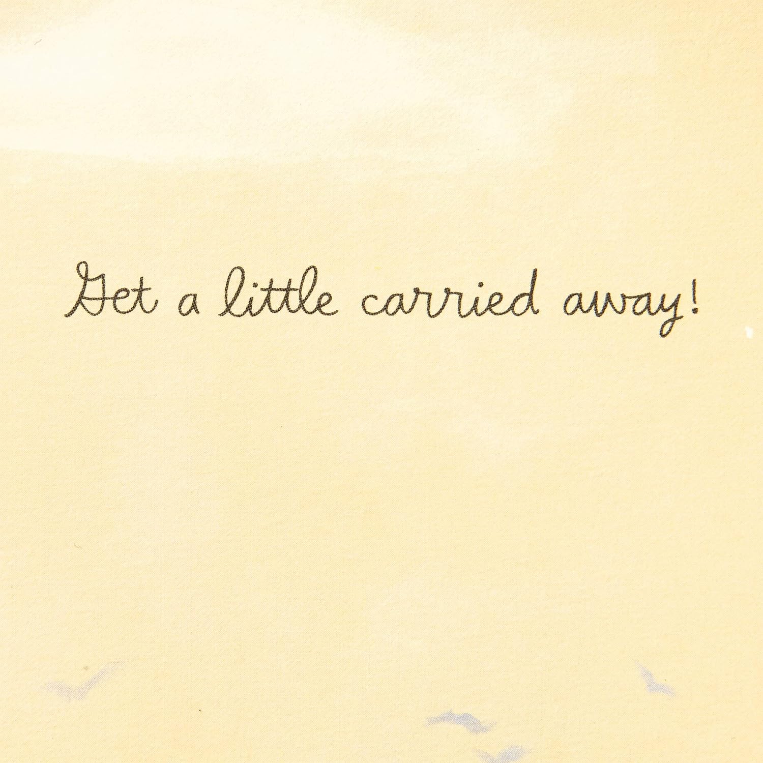 Hallmark Paper Wonder Pop Up Birthday Card (Get Carried Away) interior message in elegant handwriting with soft background.