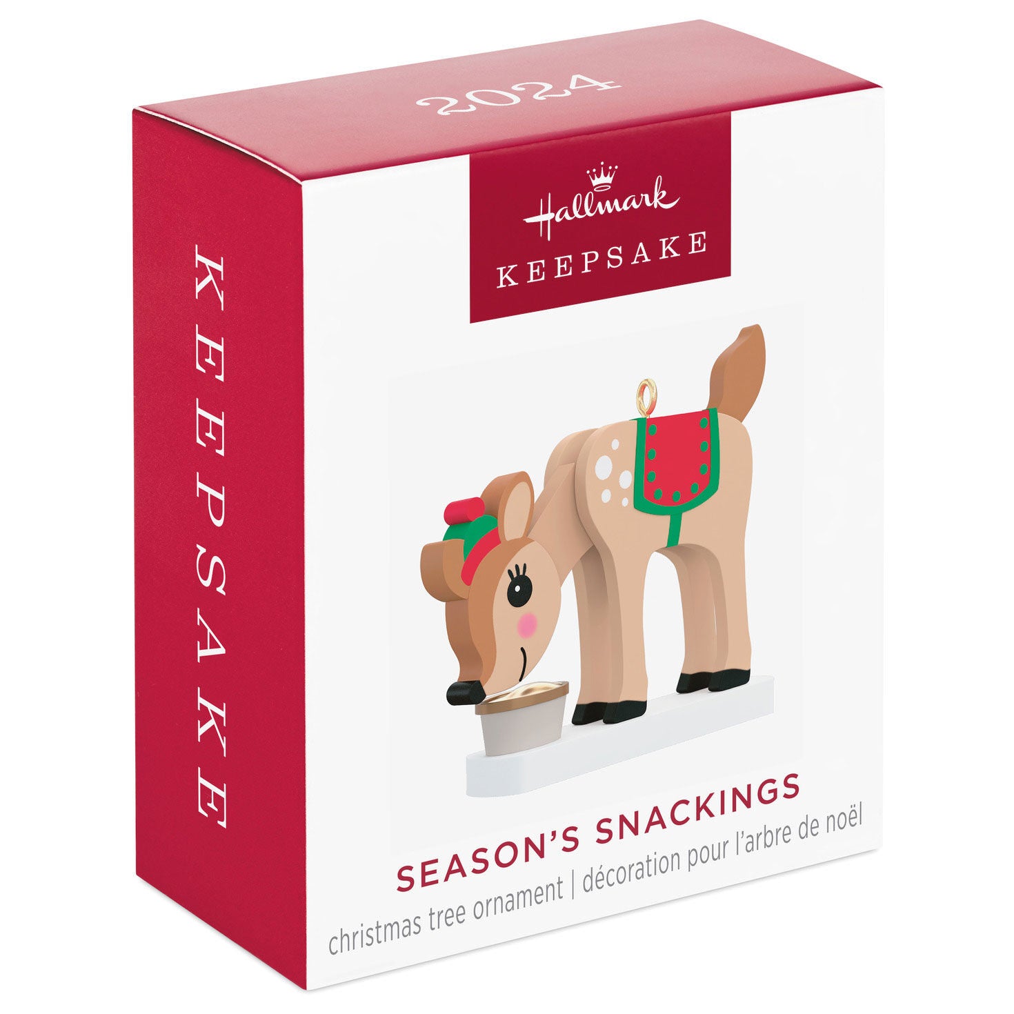 Season's Snackings (Miniature) — Hallmark Keepsake Christmas Ornament gift box featuring a festive reindeer design and vibrant packaging.
