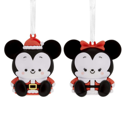 Better Together Disney Holiday Mickey and Minnie Magnetic, Set of 2 - Hallmark Christmas ornament, featuring stylised Santa outfits and magnetic design.