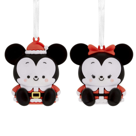 Better Together Disney Holiday Mickey and Minnie Magnetic, Set of 2 - Hallmark Christmas ornament, featuring stylised Santa outfits and magnetic design.