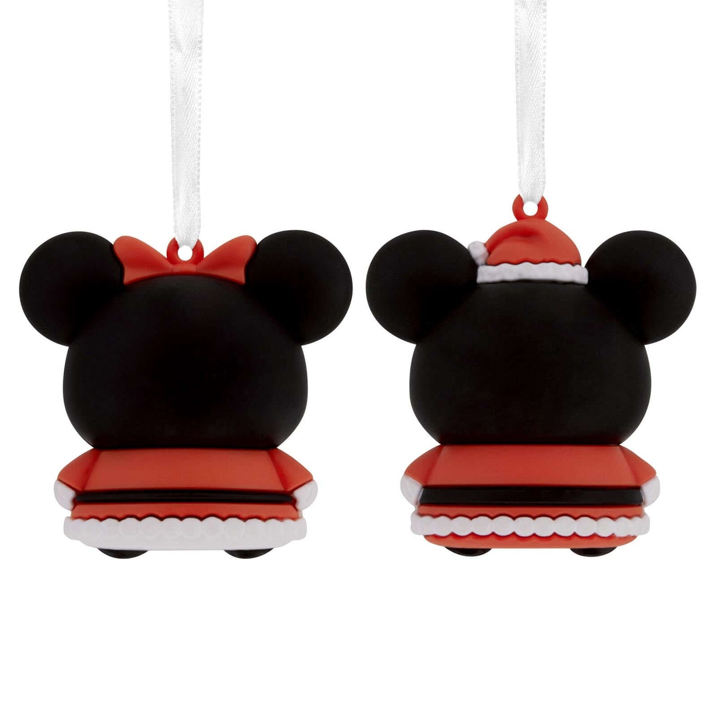 Better Together Disney Holiday Mickey and Minnie Magnetic, Set of 2 - Hallmark Christmas Ornament, featuring festive designs in red and black, back view.