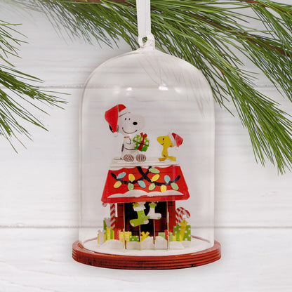 Peanuts® Snoopy's Doghouse Cloche, Glass and Paper — Hallmark Christmas Ornament