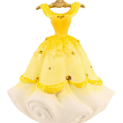 Disney Princess Belle's gown, ceramic - Hallmark Christmas ornament with glittering gold accents and a shimmery gold hanger.
