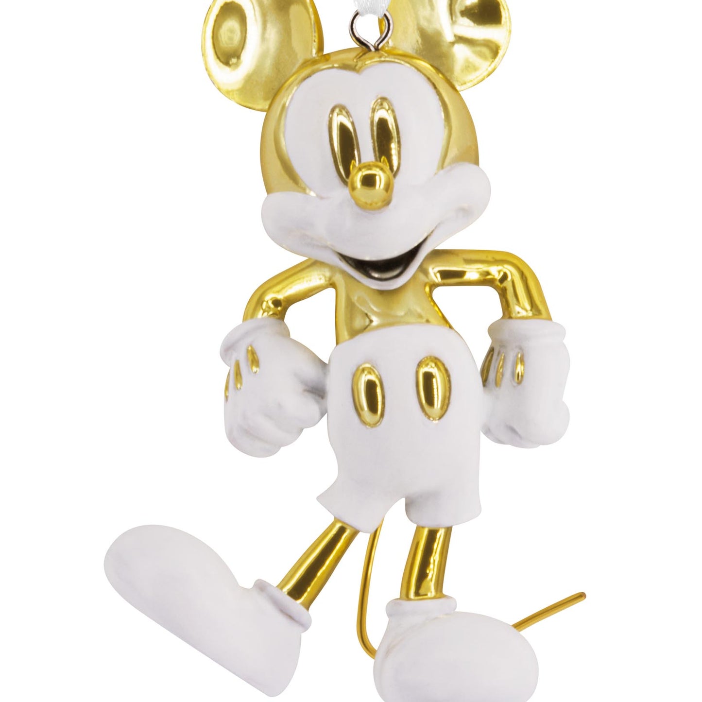 Disney Mickey Mouse White and Gold, Ceramic - Hallmark Christmas Ornament