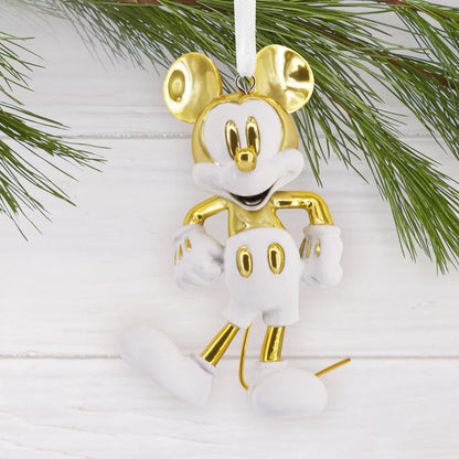 Disney Mickey Mouse White and Gold, Ceramic - Hallmark Christmas Ornament