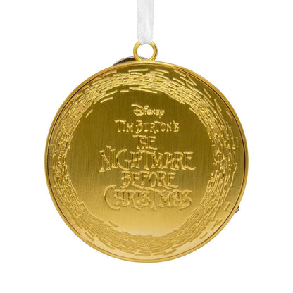 Disney Tim Burton's The Nightmare Before Christmas Jack Skellington on Moon, Metal - Hallmark Christmas Ornament with detailed gold finish.