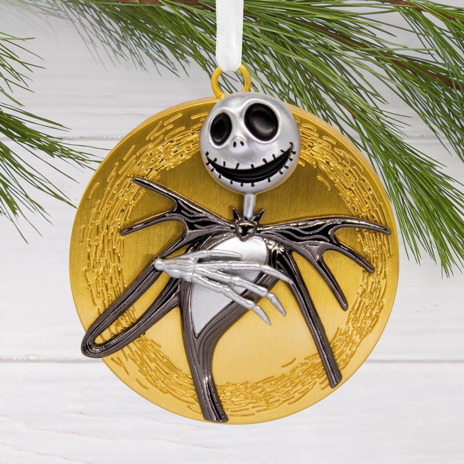 Disney Tim Burton's The Nightmare Before Christmas Jack Skellington on Moon, Metal - Hallmark Christmas Ornament with detailed features.