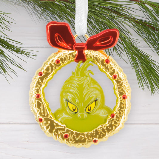 Dr. Seuss's How the Grinch Stole Christmas! Grinch in Wreath, Metal - Hallmark Christmas Ornament