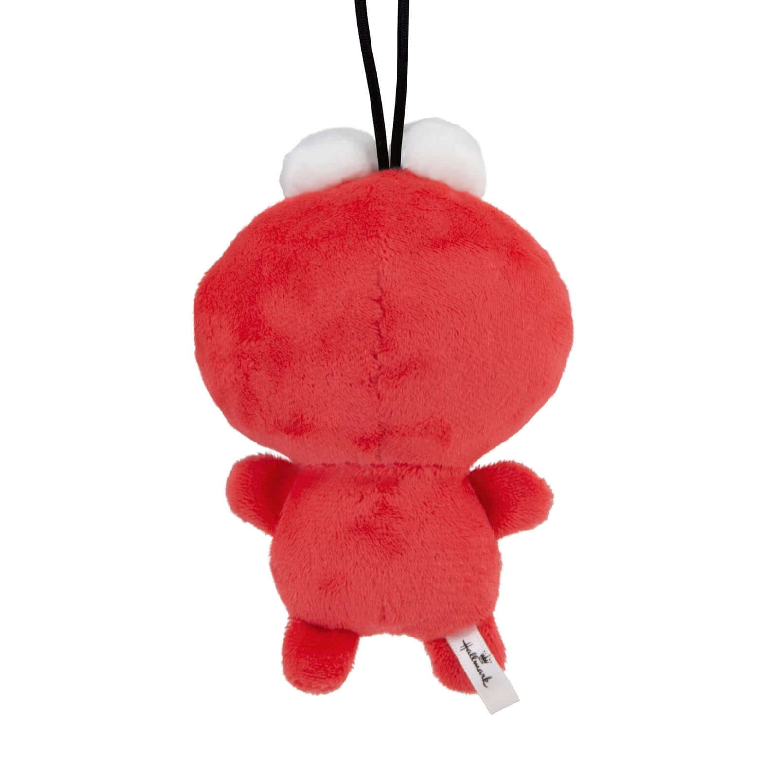 Sesame Street Elmo, Fabric - Hallmark Christmas Ornament, soft plush rear view showing round shape and white eyes.