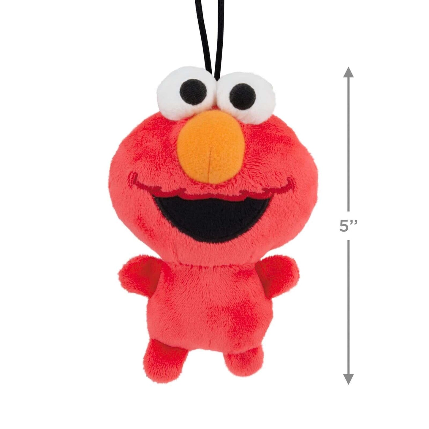 Sesame Street Elmo, Fabric - Hallmark Christmas Ornament, plush red character with smiling face, hanging view, 5 inches tall