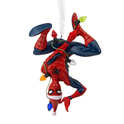 Marvel Spider-Man Hanging From Lights - Hallmark Christmas Ornament