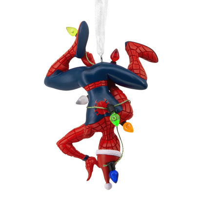Marvel Spider-Man Hanging From Lights - Hallmark Christmas Ornament