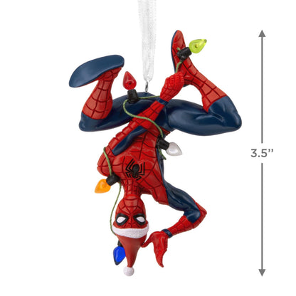 Marvel Spider-Man Hanging From Lights - Hallmark Christmas Ornament