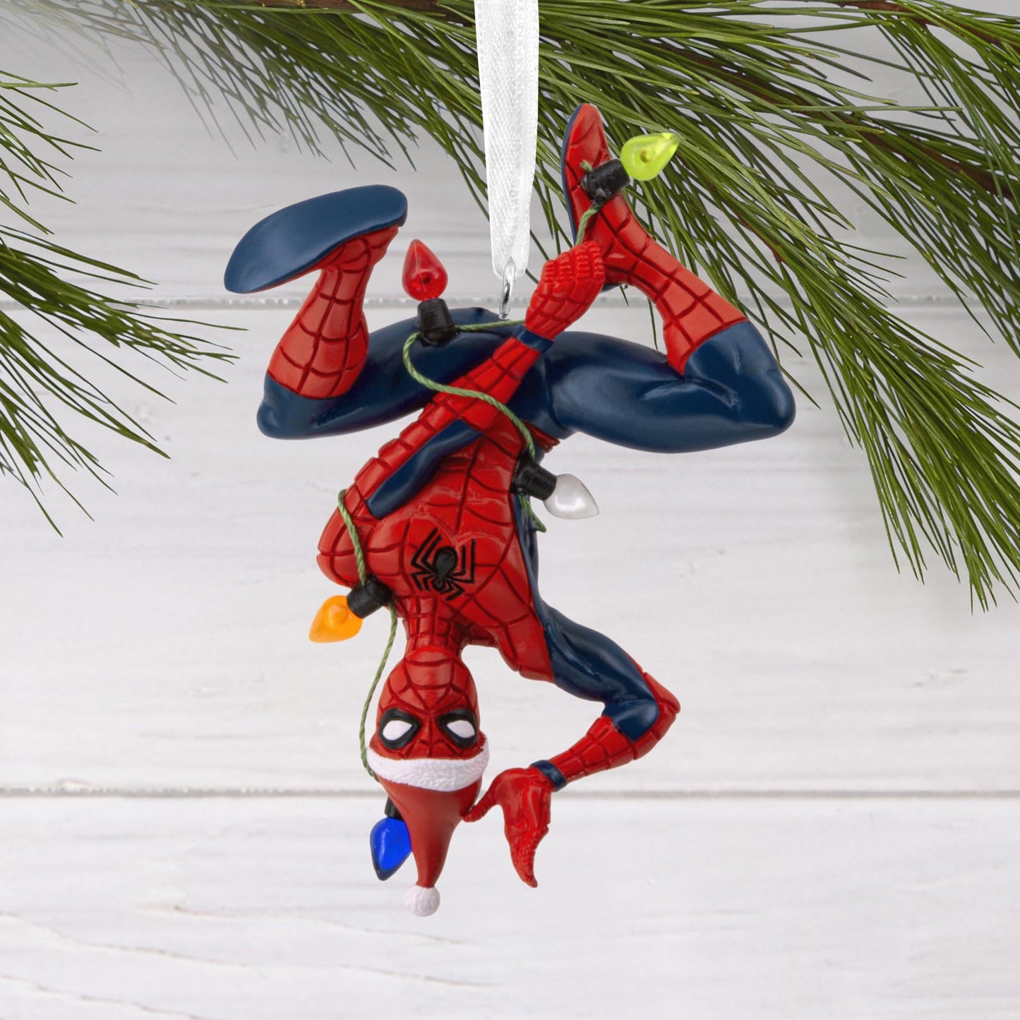 Marvel Spider-Man Hanging From Lights - Hallmark Christmas Ornament