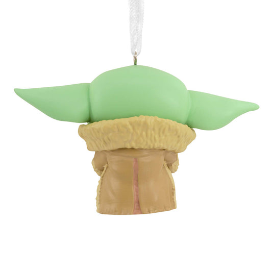 Hallmark Christmas Ornament (Star Wars™: The Mandalorian™ Grogu™ Funko POP!) from the back, featuring detailed ear and coat textures.