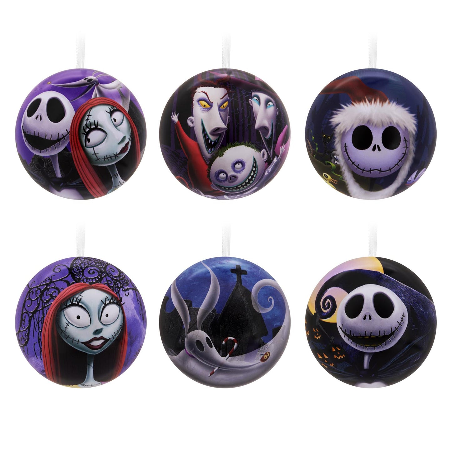 Disney Tim Burton's The Nightmare Before Christmas, Tin Ball, Set of 12 - Hallmark Christmas Ornament