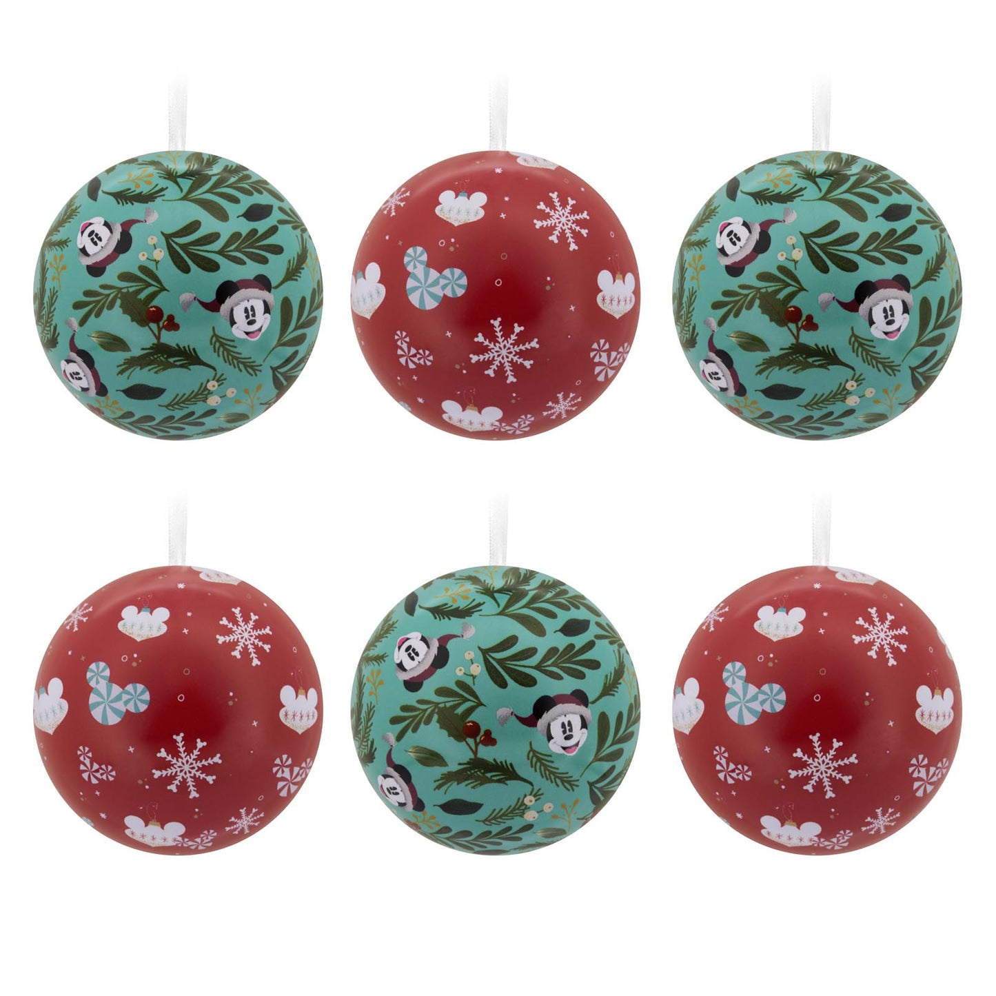 Disney Mickey Mouse and Disney Minnie Mouse, Tin Ball, Set of 12 - Hallmark Christmas Ornament