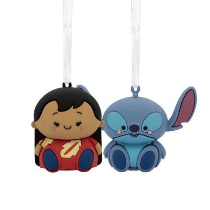 Better Together Disney Lilo & Stitch Magnetic, Set of 2 - Hallmark Christmas Ornament featuring Lilo and Stitch in cute designs, close-up view.