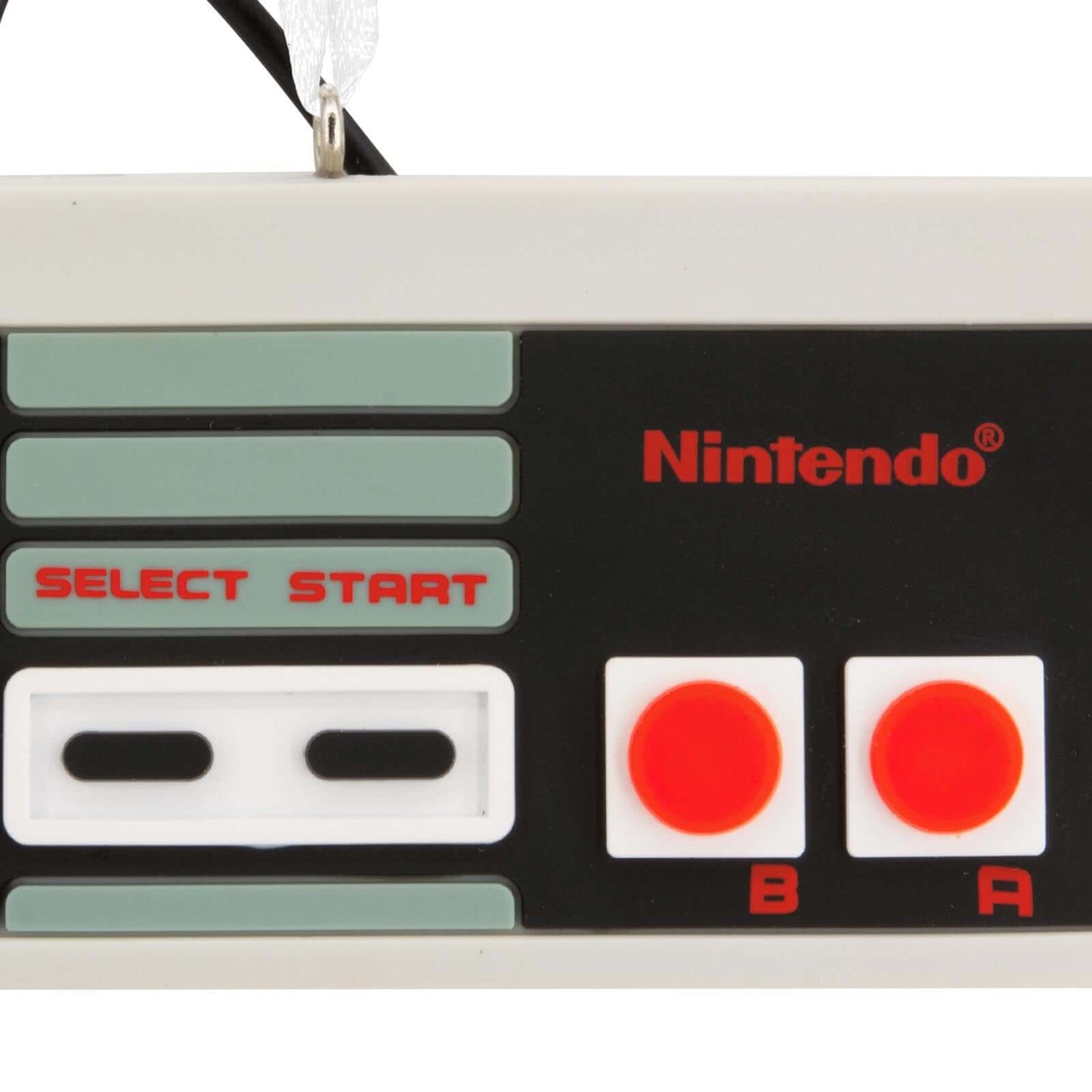 Nintendo Entertainment System Video Game Controller - Hallmark Christmas Ornament featuring iconic buttons and select/start layout in close up
