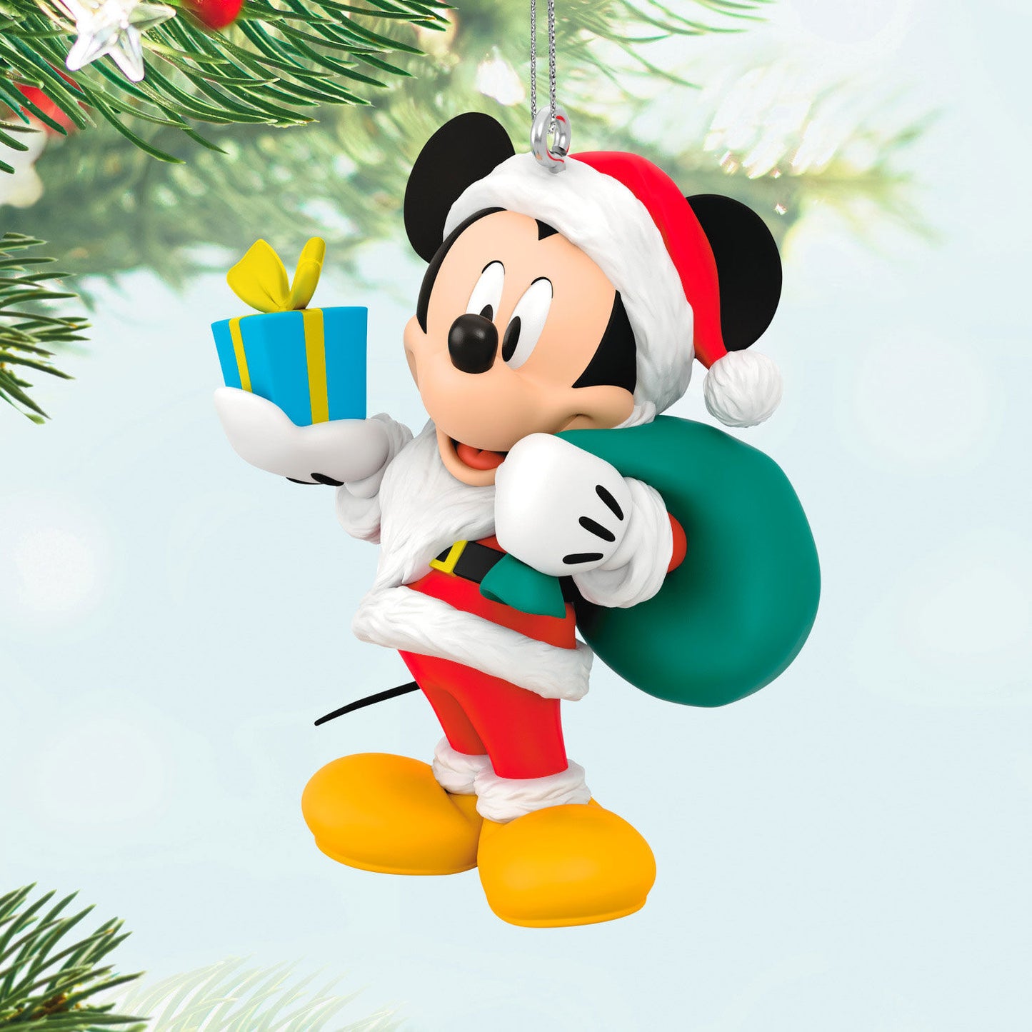 Disney All About Mickey! Santa Mickey — Hallmark Keepsake Christmas Ornament, vibrant design with gift in hand and festive details, 10 cm