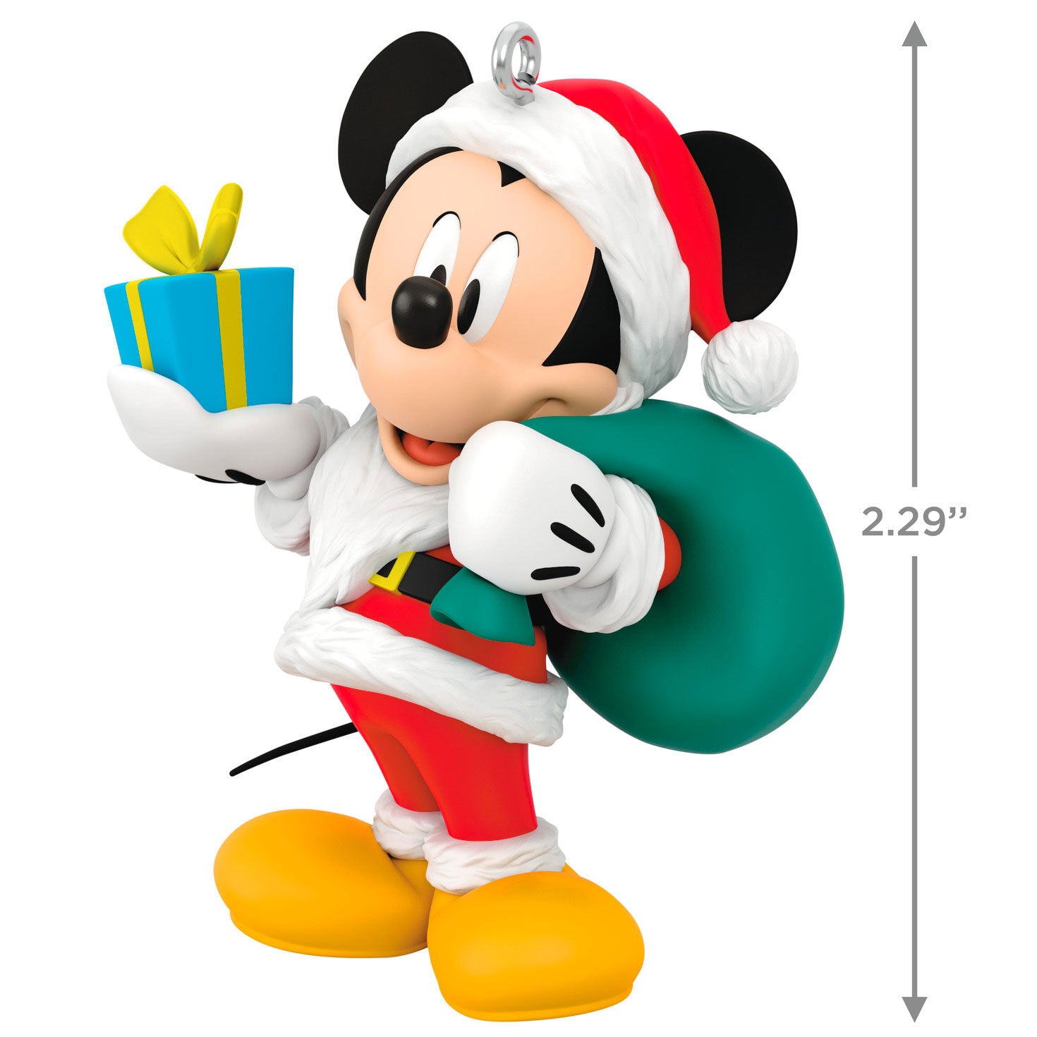 Disney All About Mickey! Santa Mickey — Hallmark Keepsake Christmas Ornament, festive design with Santa suit and gift, 5.8 cm tall