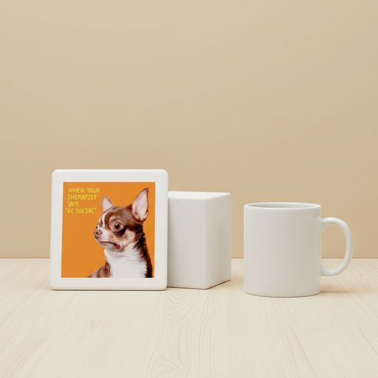 Scared Chihuahua Photo Funny Coaster