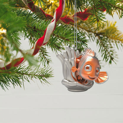 Disney 100 years of wonder Pixar and Princesses, set of 4 — Hallmark Keepsake Christmas ornament of Nemo from Finding Nemo, close up on tree