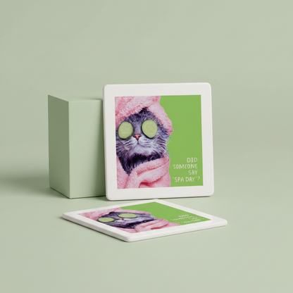 Pampered Cat Photo Funny Coaster