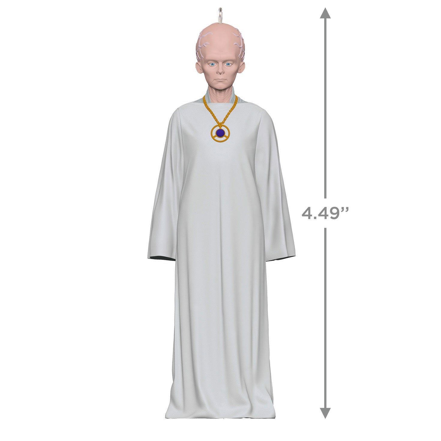 Star Trek™ The Keeper — Hallmark Keepsake Christmas Ornament featuring a detailed alien figure in a white robe, measuring 11.43 cm.