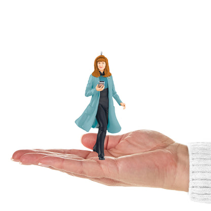 Star Trek™: The Next Generation Dr. Beverly Crusher — Hallmark Keepsake Christmas Ornament in a hand, featuring blue coat and tricorder.