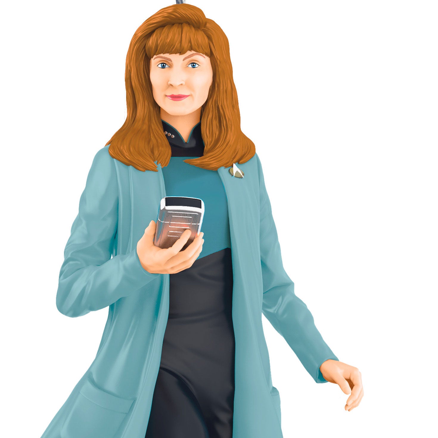 Star Trek™: The Next Generation Dr. Beverly Crusher — Hallmark Keepsake Christmas Ornament, plastic, blue lab coat, holding a medical tricorder.
