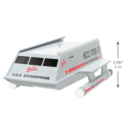 Star Trek™: The Original Series Shuttlecraft Galileo NCC-1701/7 With Sound — 2026 Hallmark Keepsake Christmas Ornament, angled view, 4 cm size.