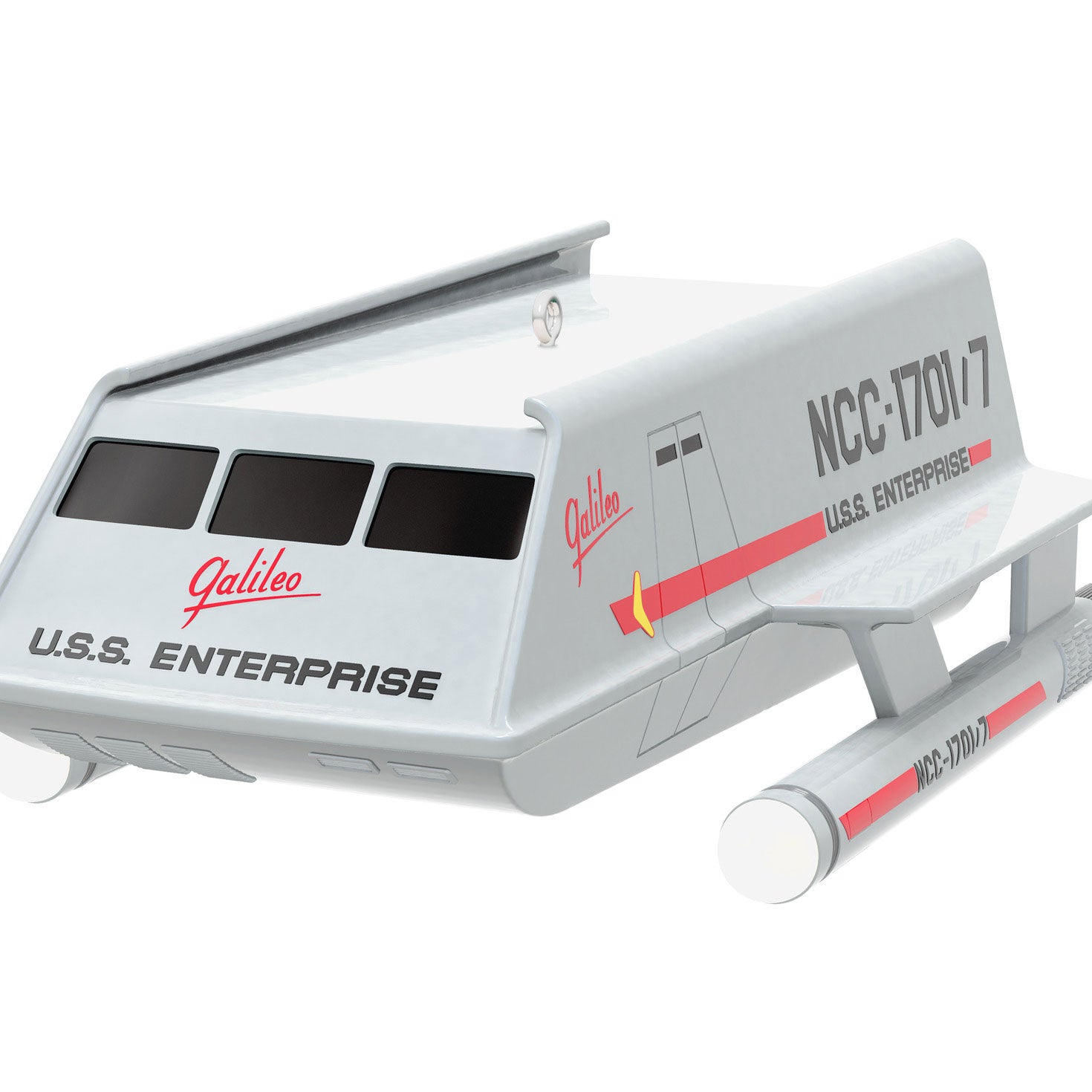Star Trek™: The Original Series Shuttlecraft Galileo NCC-1701/7 With Sound — 2026 Hallmark Keepsake Christmas Ornament, angled view showcasing details.